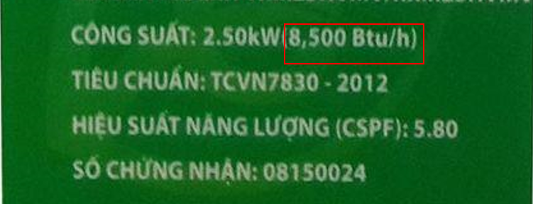 Máy lạnh 3 ngựa bao nhiêu btu?