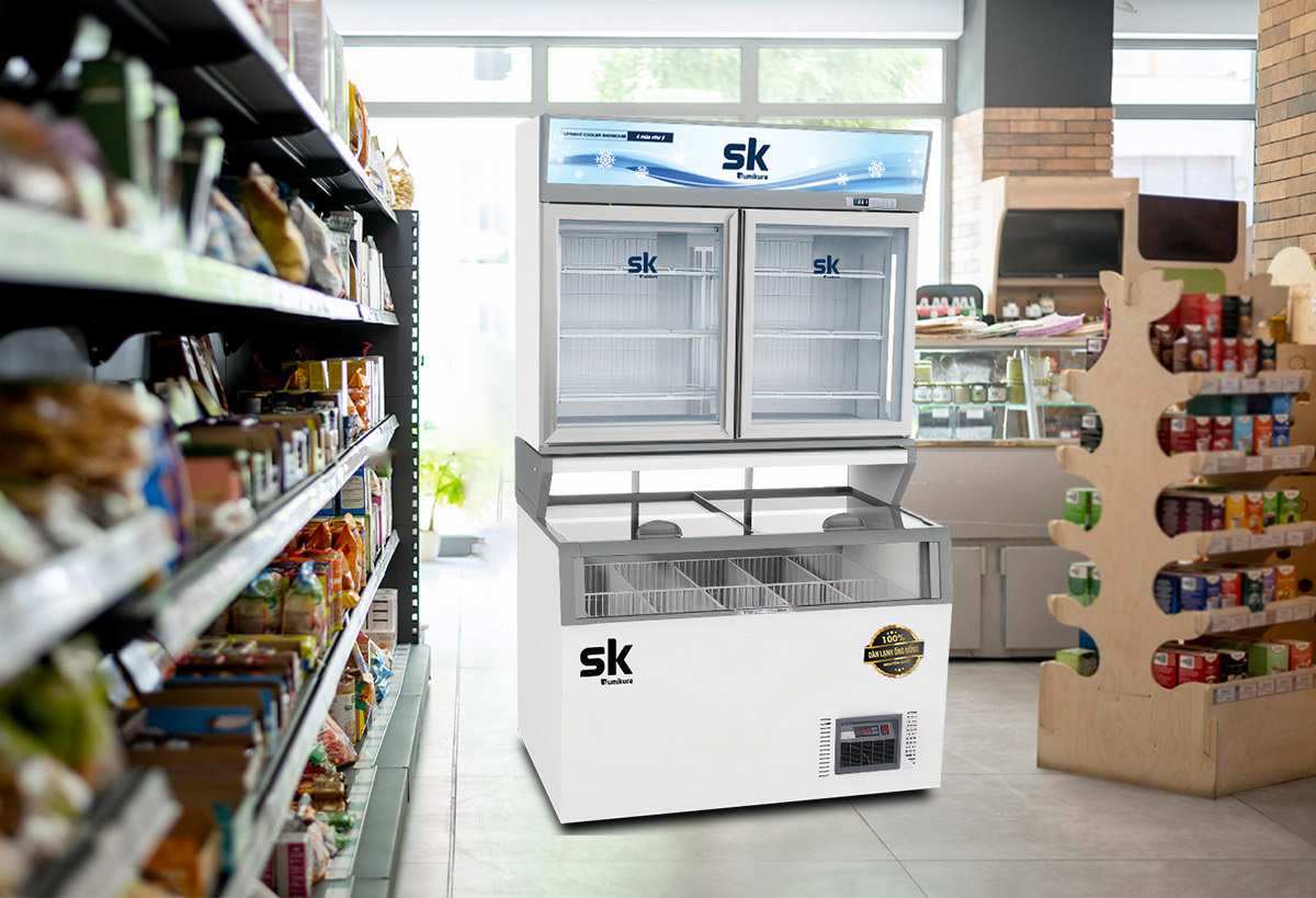 SKFC-100.ICB: Tủ 1 ngăn đông 1 ngăn mát mặt kính sang trọng tiện lợi - Tin tức