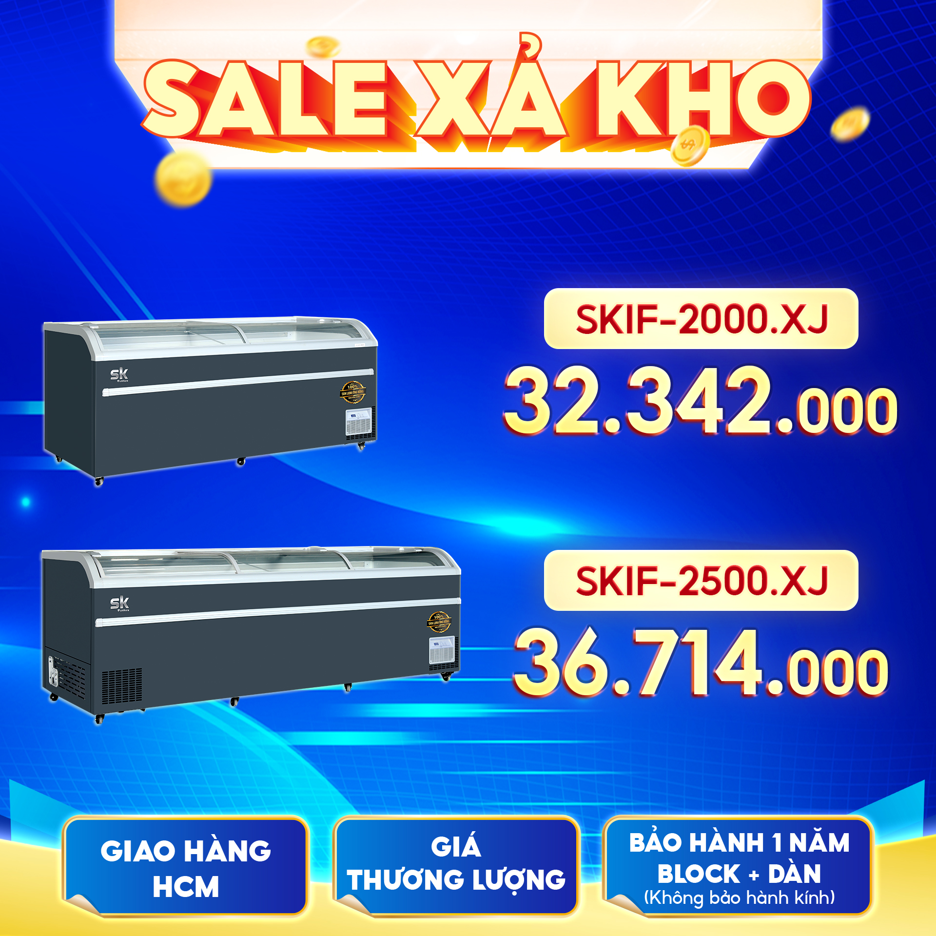 Sale Xả Kho Tủ Đông Tủ Mát Siêu Thị Mới 100% Do Dự Án Bị Huỷ: Cơ Hội Mua Giá Vốn Cực Hiếm! - Khuyến mãi