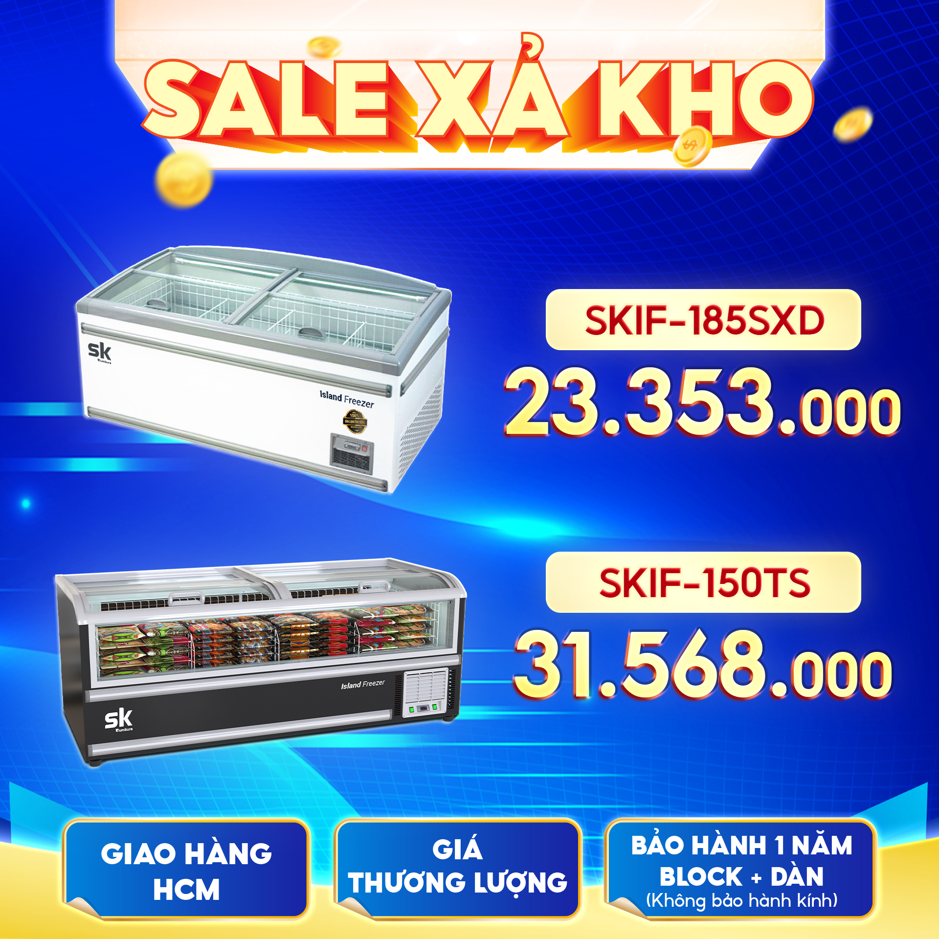 Sale Xả Kho Tủ Đông Tủ Mát Siêu Thị Mới 100% Do Dự Án Bị Huỷ: Cơ Hội Mua Giá Vốn Cực Hiếm! - Khuyến mãi