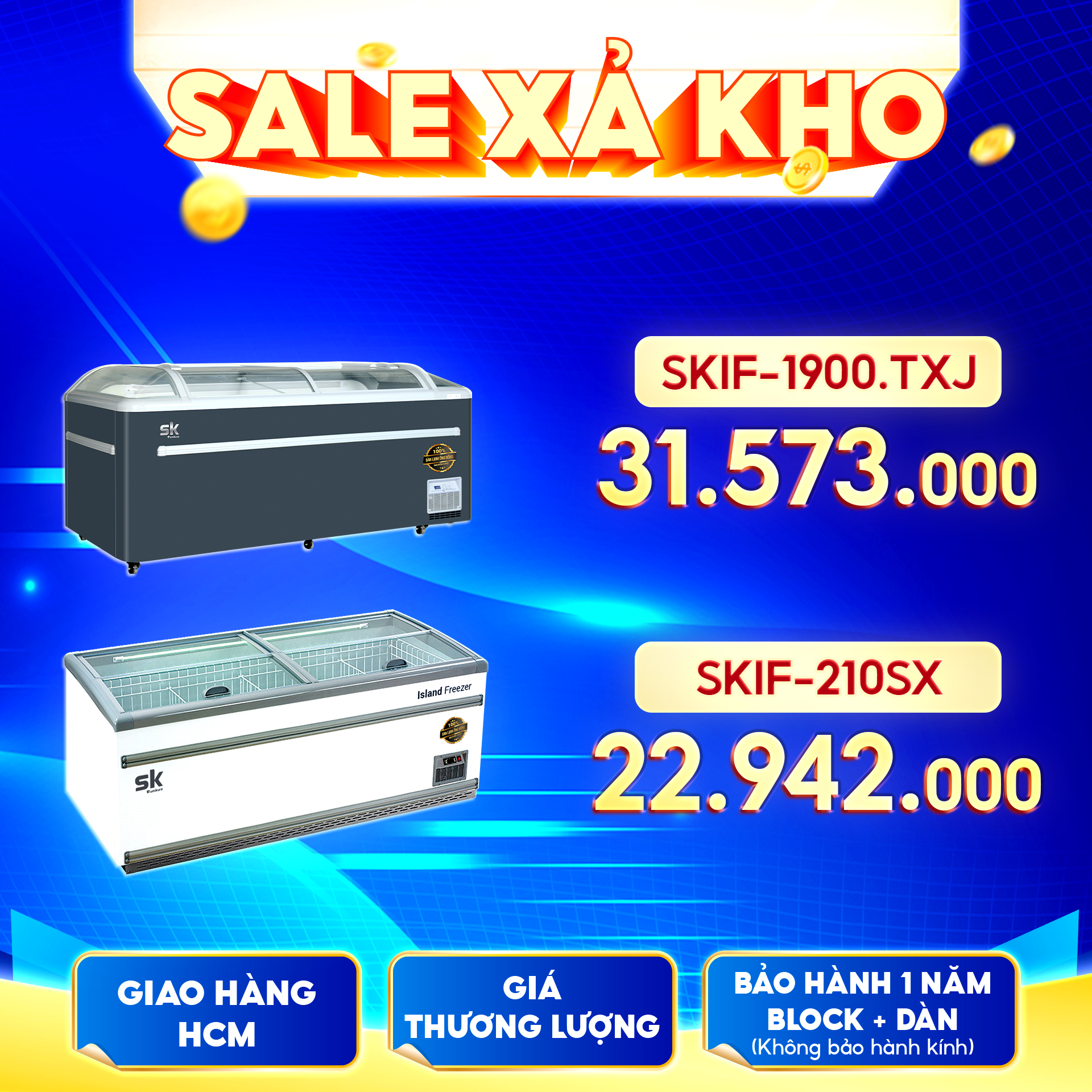 Sale Xả Kho Tủ Đông Tủ Mát Siêu Thị Mới 100% Do Dự Án Bị Huỷ: Cơ Hội Mua Giá Vốn Cực Hiếm! - Khuyến mãi