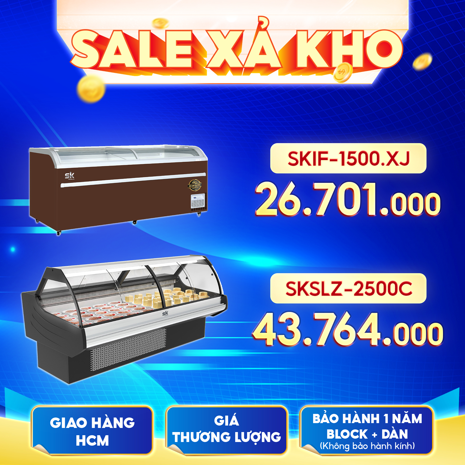 Sale Xả Kho Tủ Đông Tủ Mát Siêu Thị Mới 100% Do Dự Án Bị Huỷ: Cơ Hội Mua Giá Vốn Cực Hiếm! - Khuyến mãi