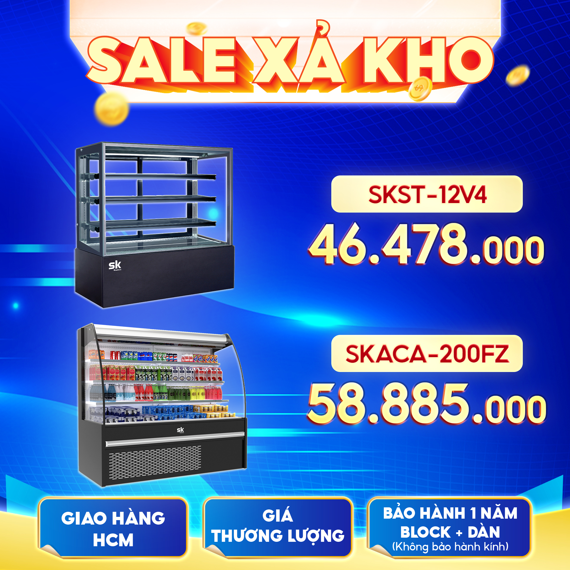 Sale Xả Kho Tủ Đông Tủ Mát Siêu Thị Mới 100% Do Dự Án Bị Huỷ: Cơ Hội Mua Giá Vốn Cực Hiếm! - Khuyến mãi