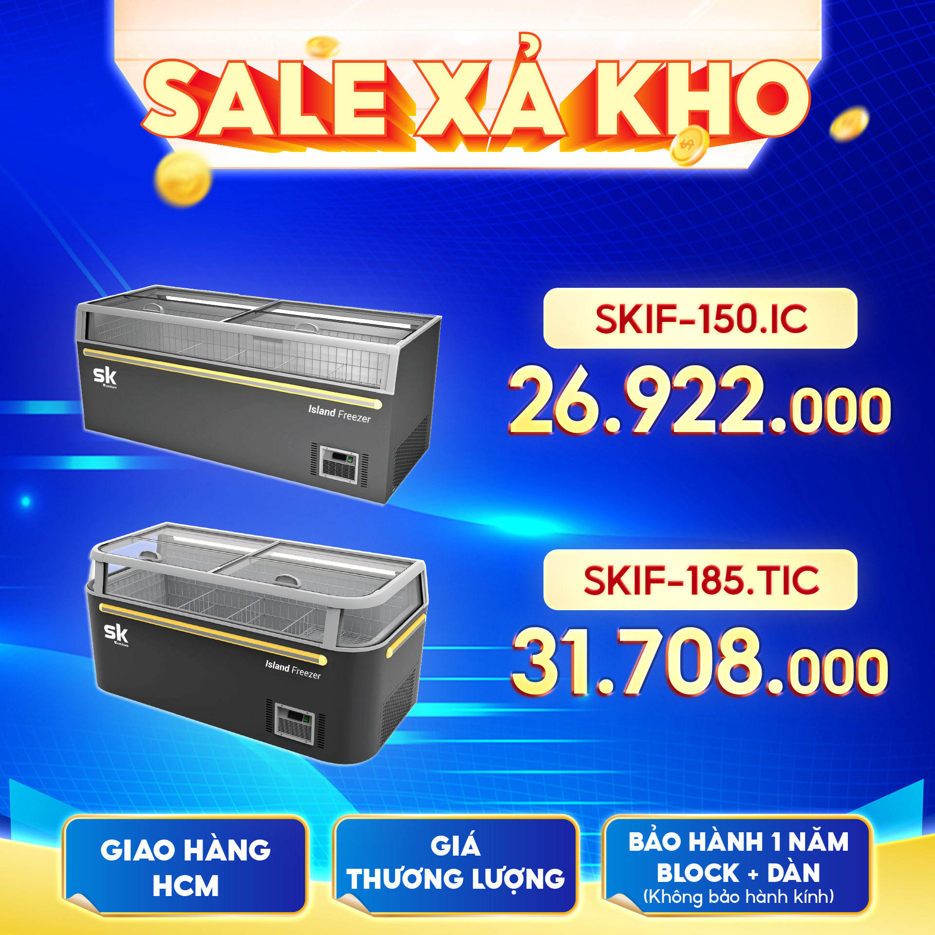 Sale Xả Kho Tủ Đông Tủ Mát Siêu Thị Mới 100% Do Dự Án Bị Huỷ: Cơ Hội Mua Giá Vốn Cực Hiếm! - Khuyến mãi