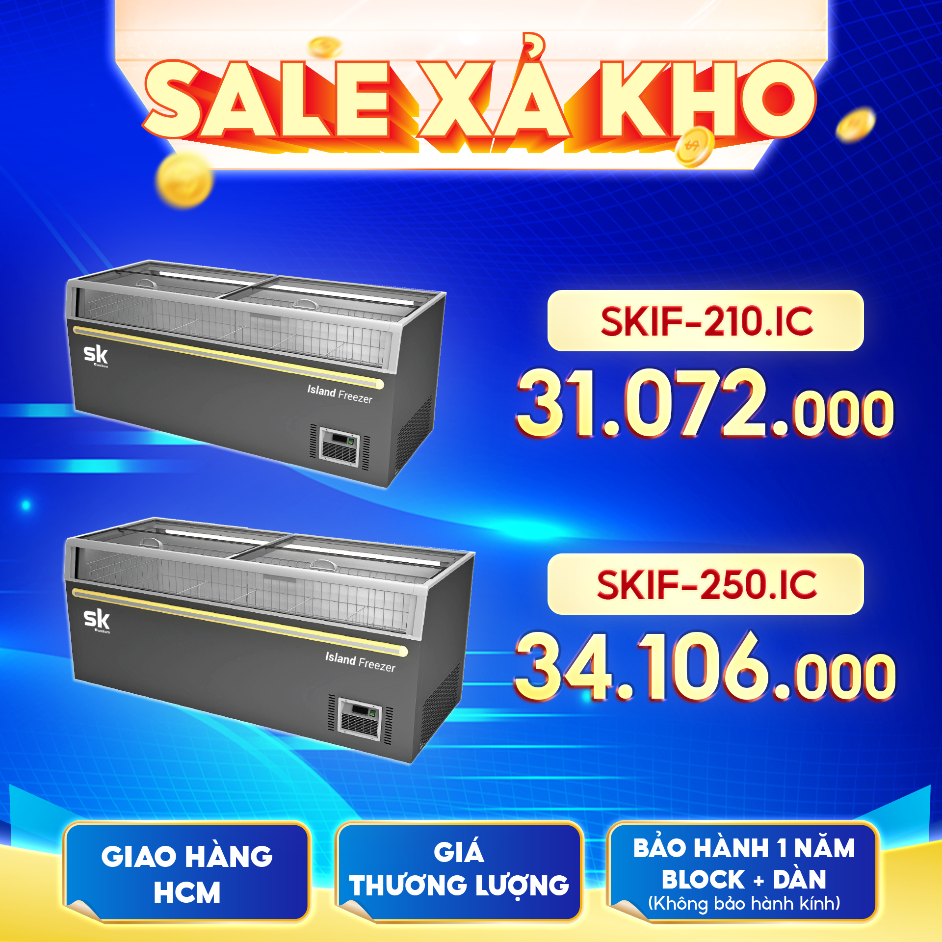 Sale Xả Kho Tủ Đông Tủ Mát Siêu Thị Mới 100% Do Dự Án Bị Huỷ: Cơ Hội Mua Giá Vốn Cực Hiếm! - Khuyến mãi
