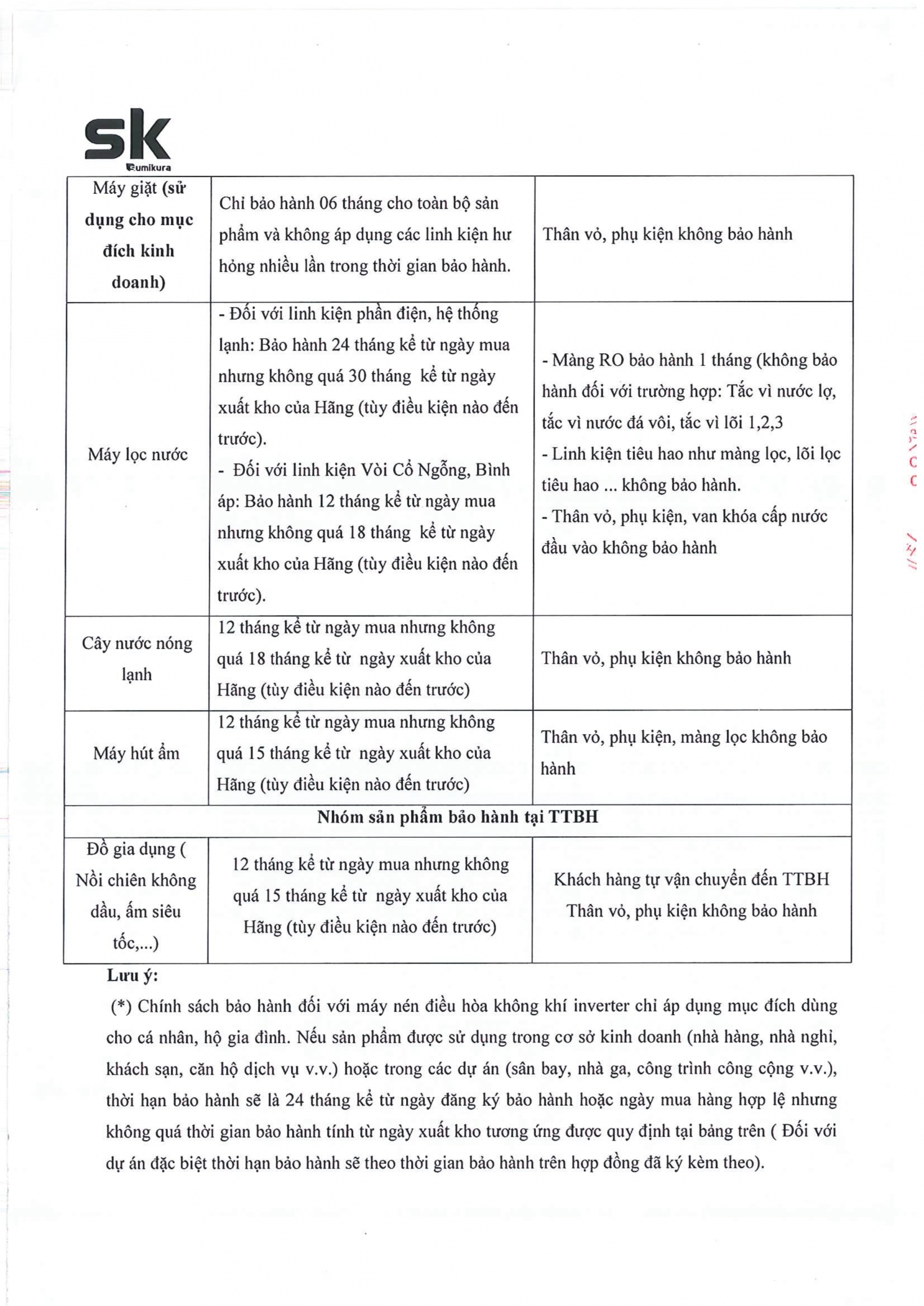 Chính sách bảo hành chung 2026 - Chính sách