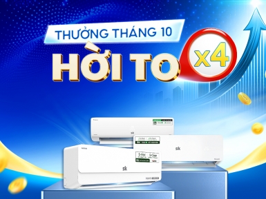 Bão Thưởng SK Home Tháng 10 Điều Hòa Treo Tường: X4 Tích Lũy, X5 Bảo Hành - Khuyến mãi